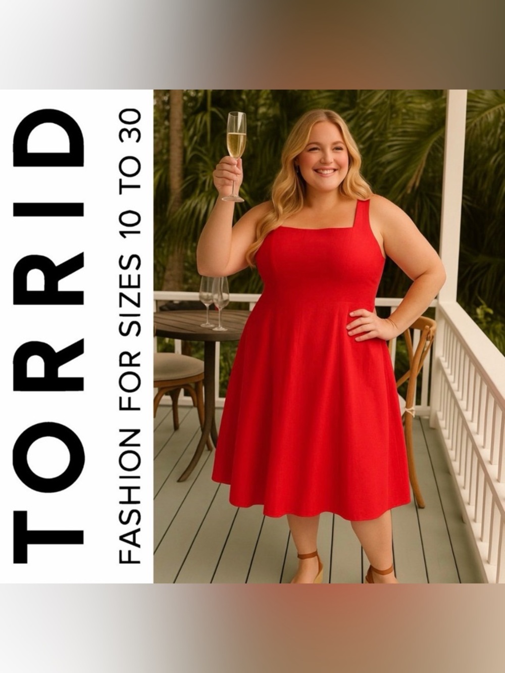 Torrid Belle Isle Red Fit & Flare Tea Length Dress, Size 14, NWT!
